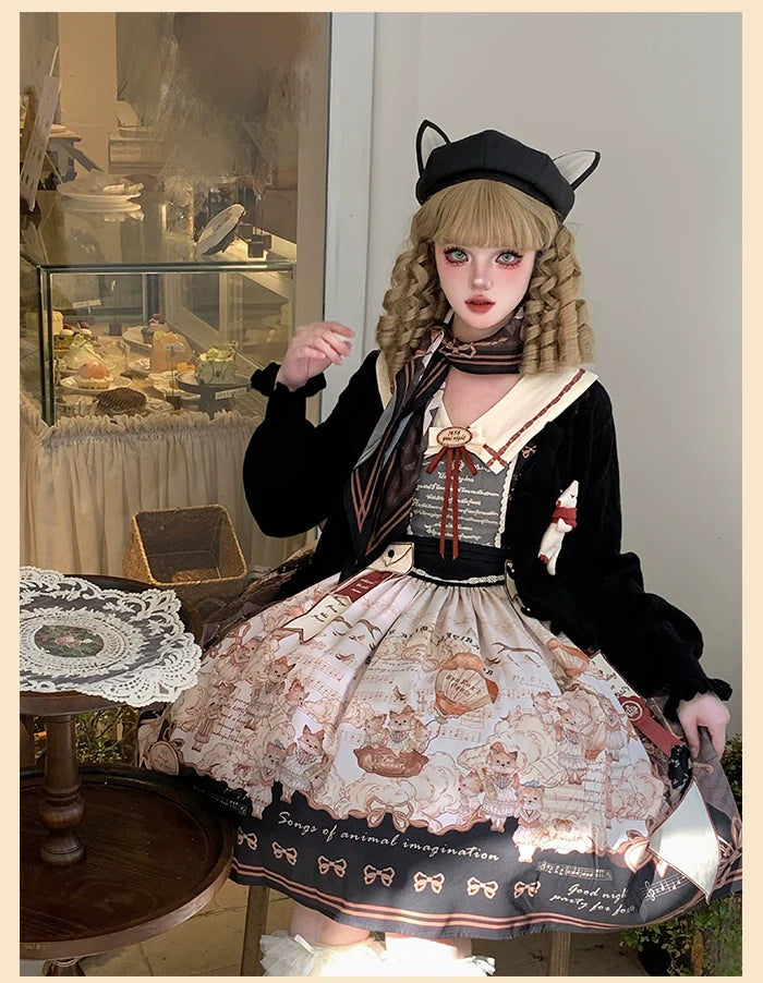 Alice Girl~Fox Band~Printed Sweet Lolita Triangle Bandana
