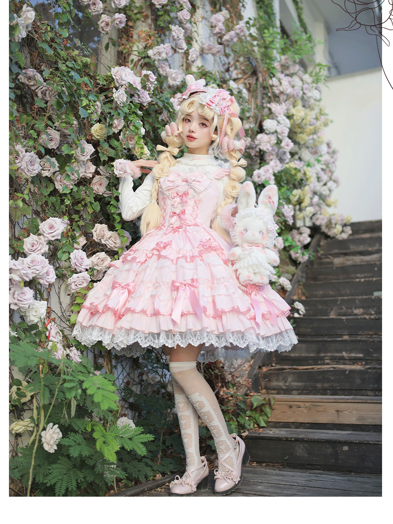 ZhiJinYuan~Love Notebook~Old School Lolita JSK Vintage Doll Tiered Dress
