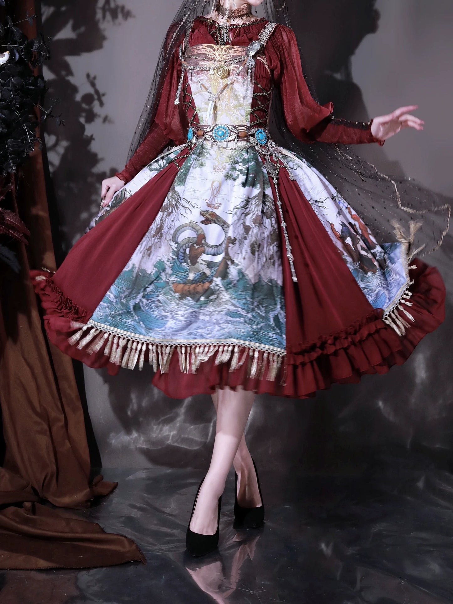 (BFM)FunCcino~Ragnarok~Nordic Style Loki Lolita JSK SK Dress