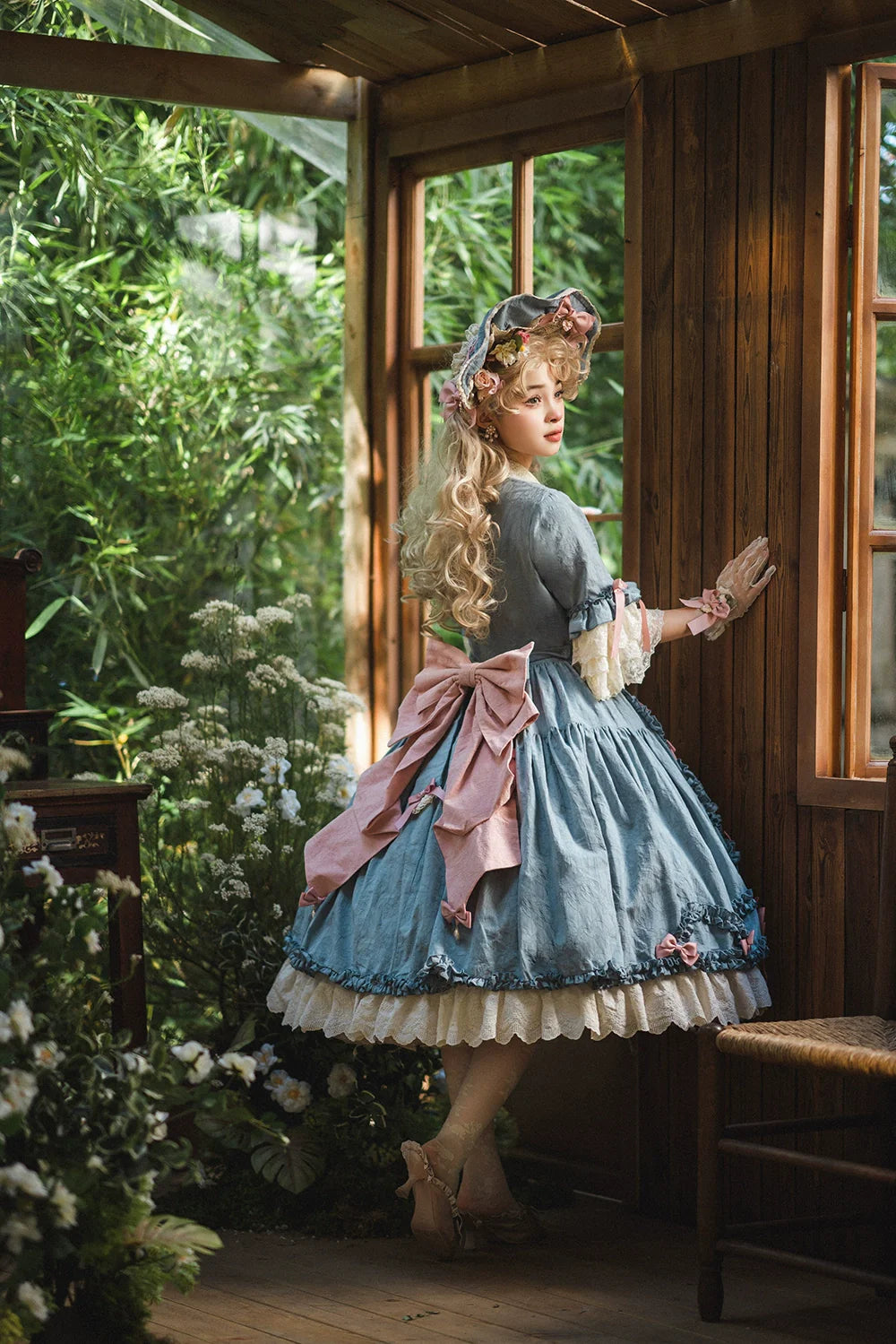 Miss Point~Lilyka Garden~Classic Lolita OP Dress Elegant Floral Wall Princess Sleeve
