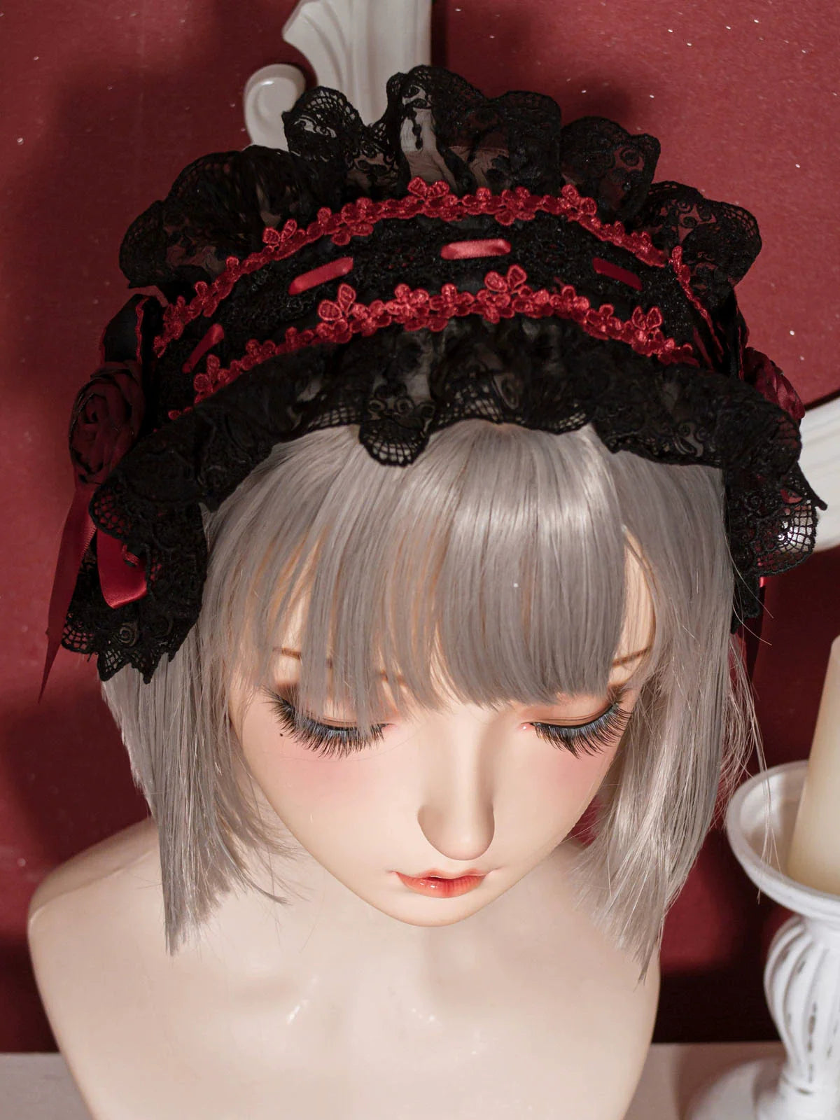 OCELOT~Gothic Lolita Headband Black Red Rose Lolita Hairband
