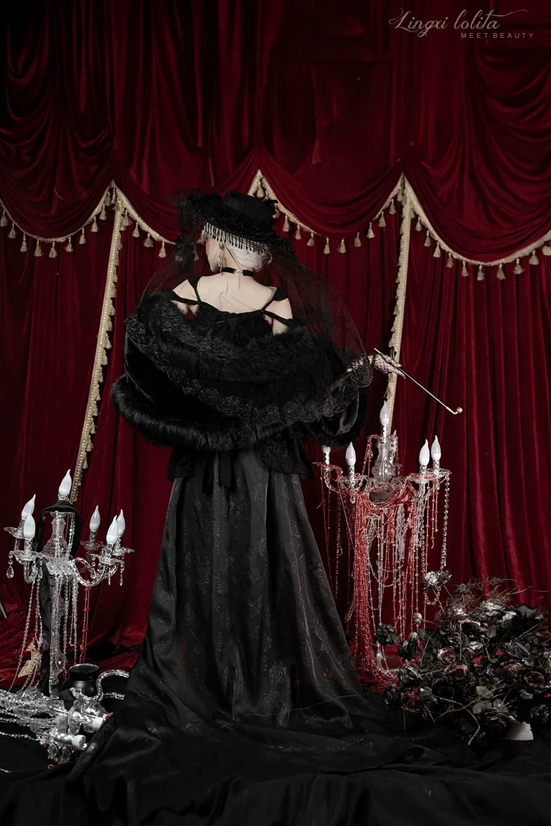 Lingxi Lolita~Lord of the Night~Gothic Lolita Skirt Suit Mermaid Skirt and Fishbone Bodice