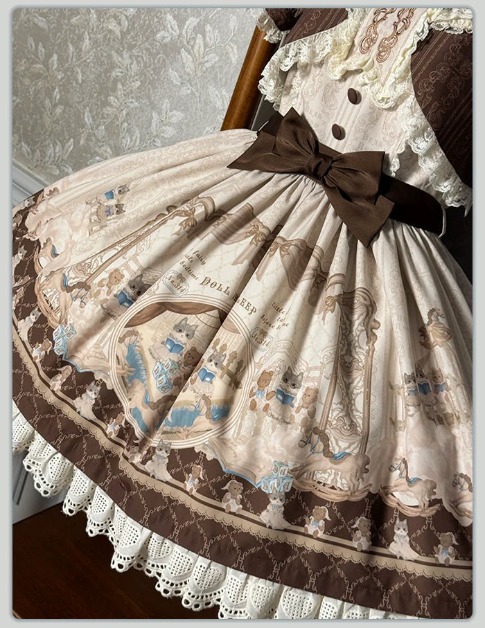 Alice Girl~Sea Salt Fairytale~Sweet Doll-like Lolita OP Animal Printed Lolita Dress