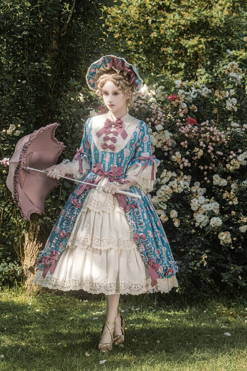 Miss Point~Lilyka Garden~Classic Lolita OP Dress Elegant Floral Wall Princess Sleeve