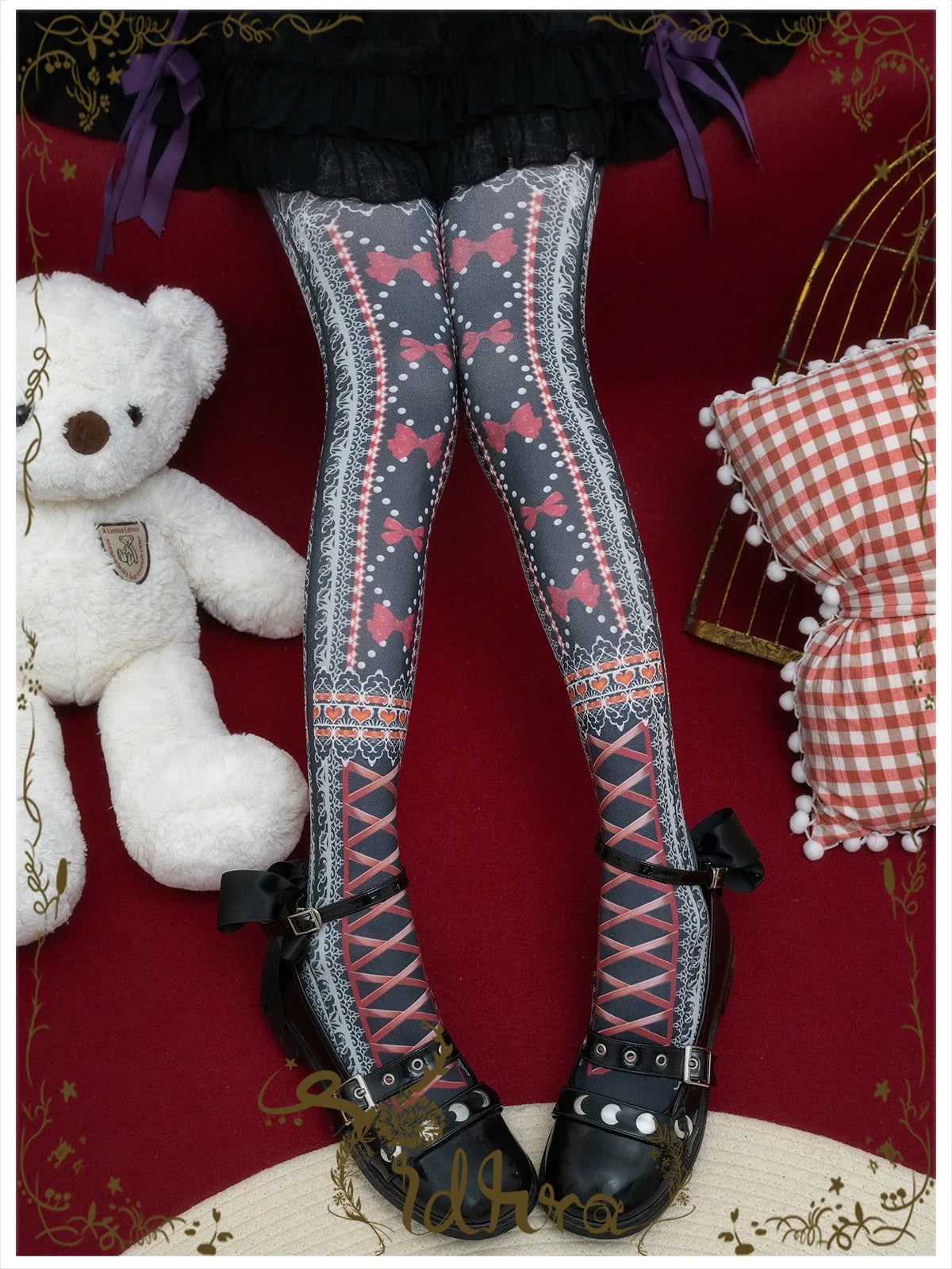 Yidhra~Christmas Lolita Pantyhose with Calf Lace Decoration