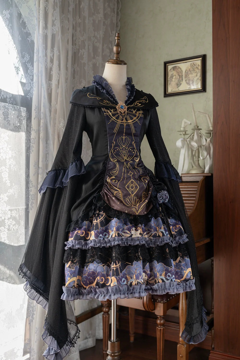 YingLuoFu~Astro Cat~Gothic Lolita OP Suit Witch Lolita Dress and Shawl