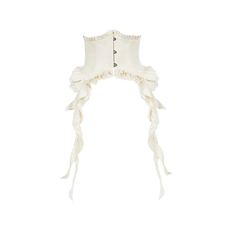 With PUJI~White Tea~Classic Lolita OP Dress with Irregular Design and Fishbone Waistband
