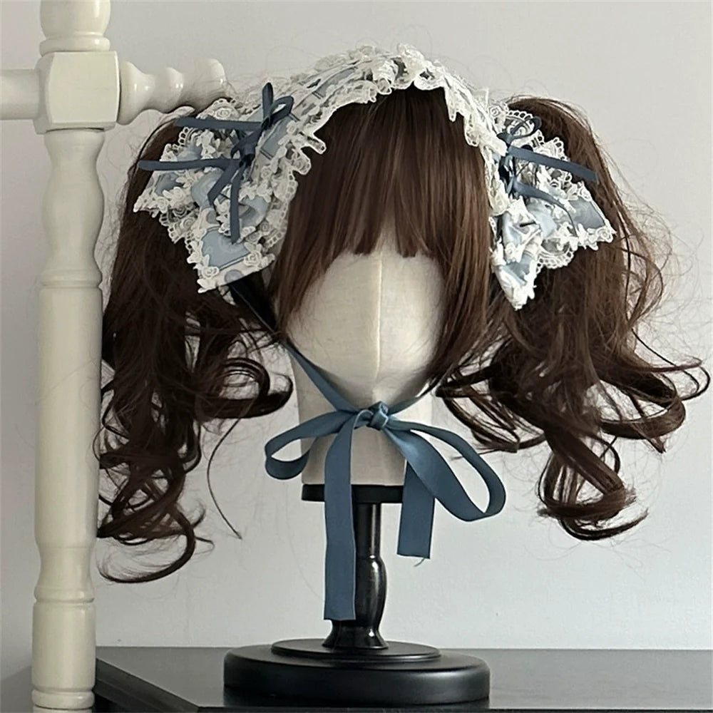 Babyblue~Animal Dinner Handle~Sweet Doll Lolita Headband BNT Bow Trailing Clips