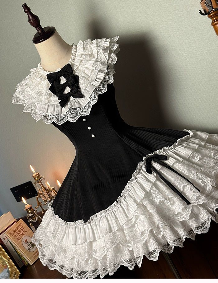 Alice Girl~Arrogant Miss~Sweet Lolita Jumper Dress with Tiered Lace Dress