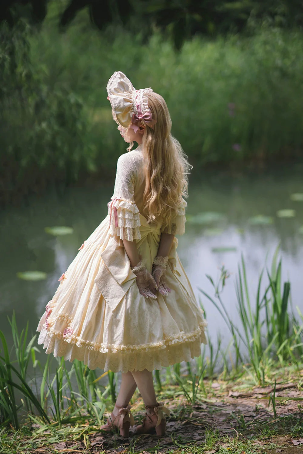 Miss Point~Lilyka Garden~Classic Lolita OP Dress Elegant Floral Wall Princess Sleeve