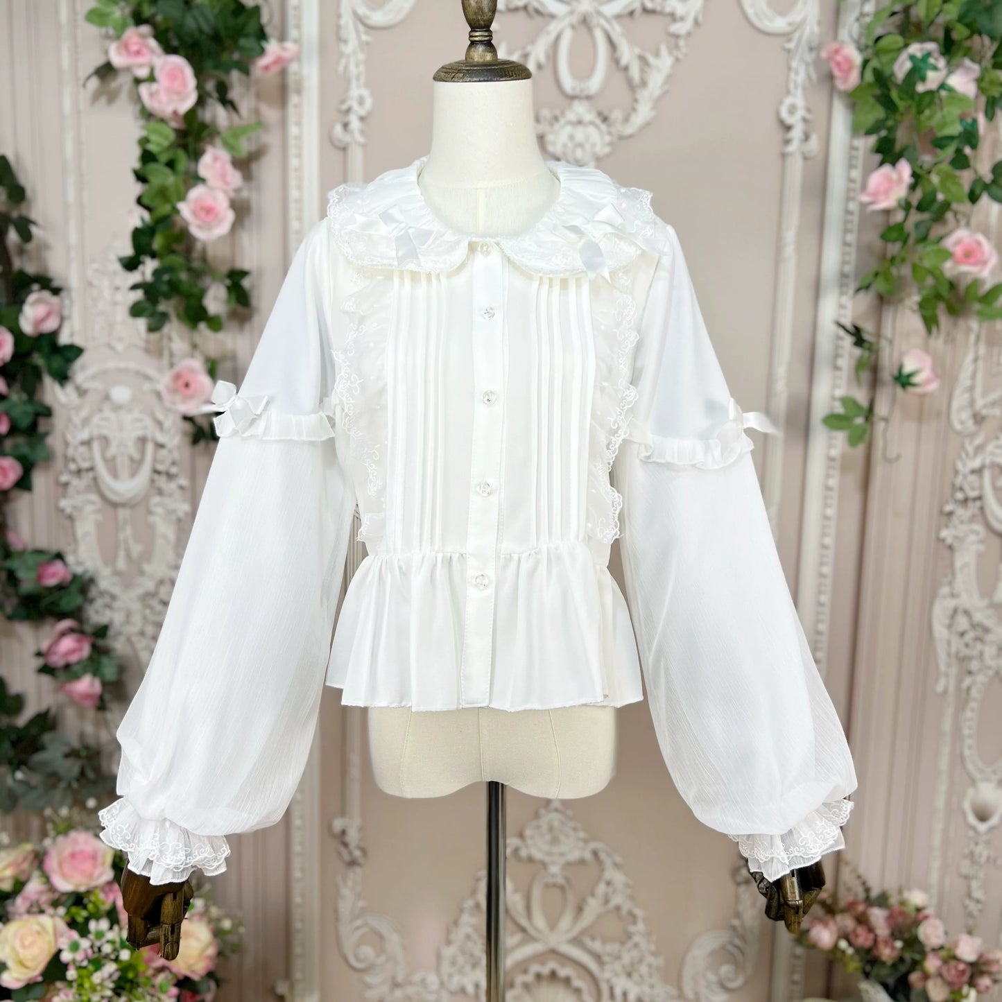 DMFS Lolita~Sweet Lolita Blouse Double-layered Puff Sleeves Lolita Shirt
