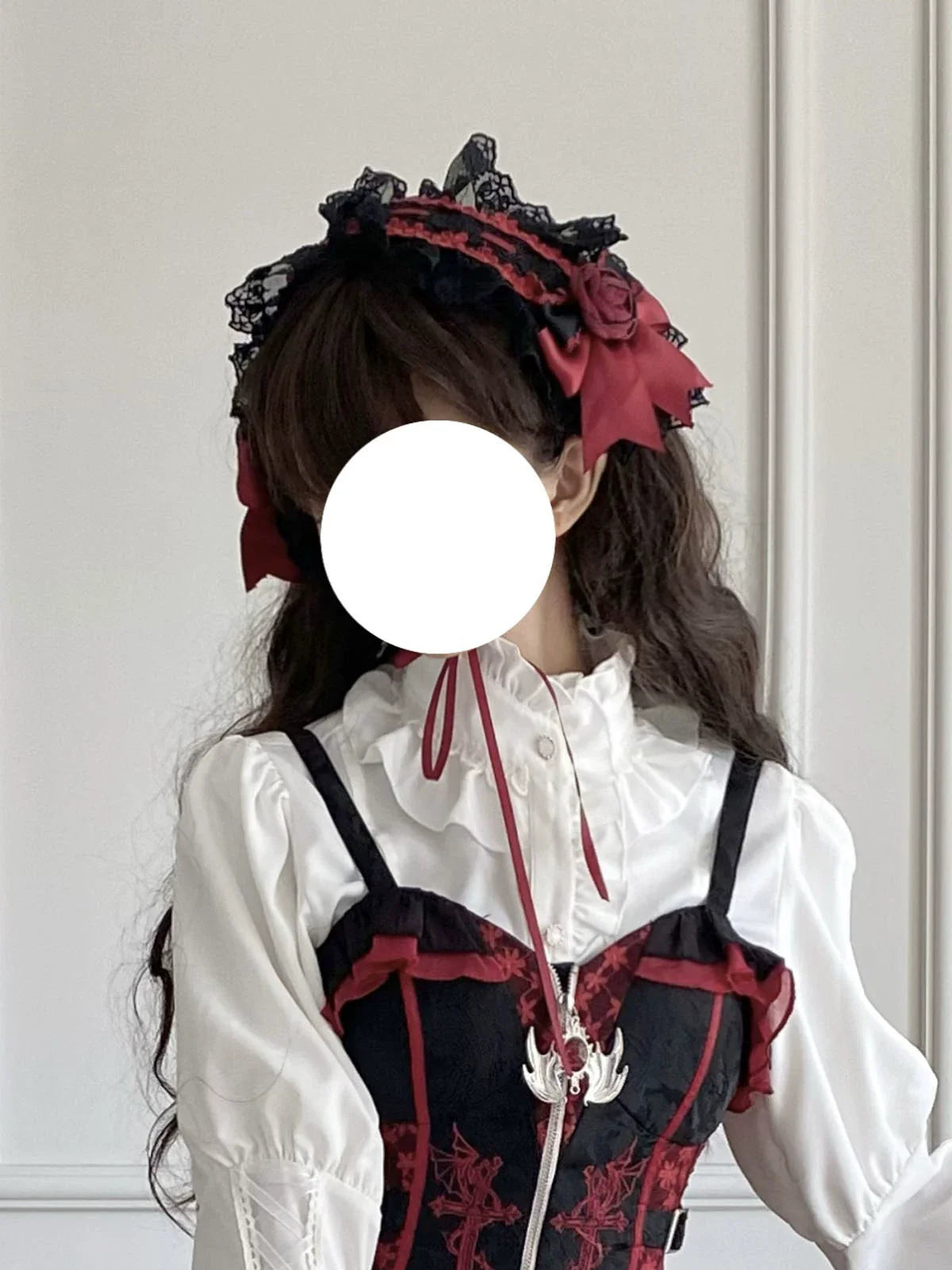 OCELOT~Gothic Lolita Headband Black Red Rose Lolita Hairband