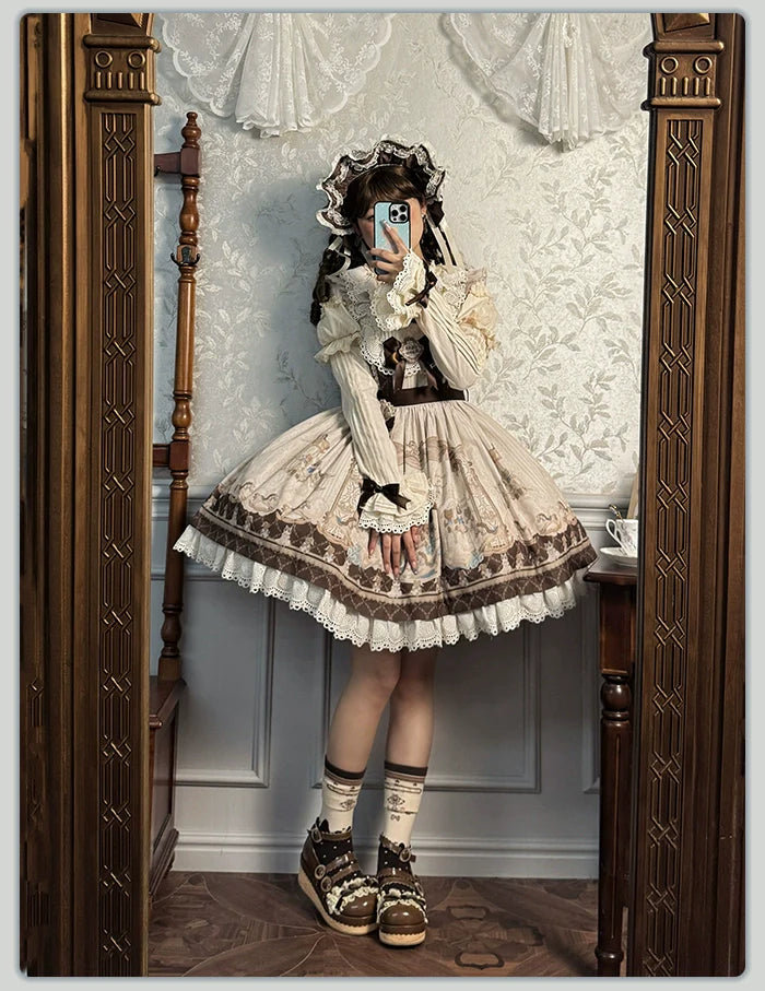 Alice Girl~Sea Salt Fairytale~Sweet Lolita JSK Doll-like Lolita Printed Dress