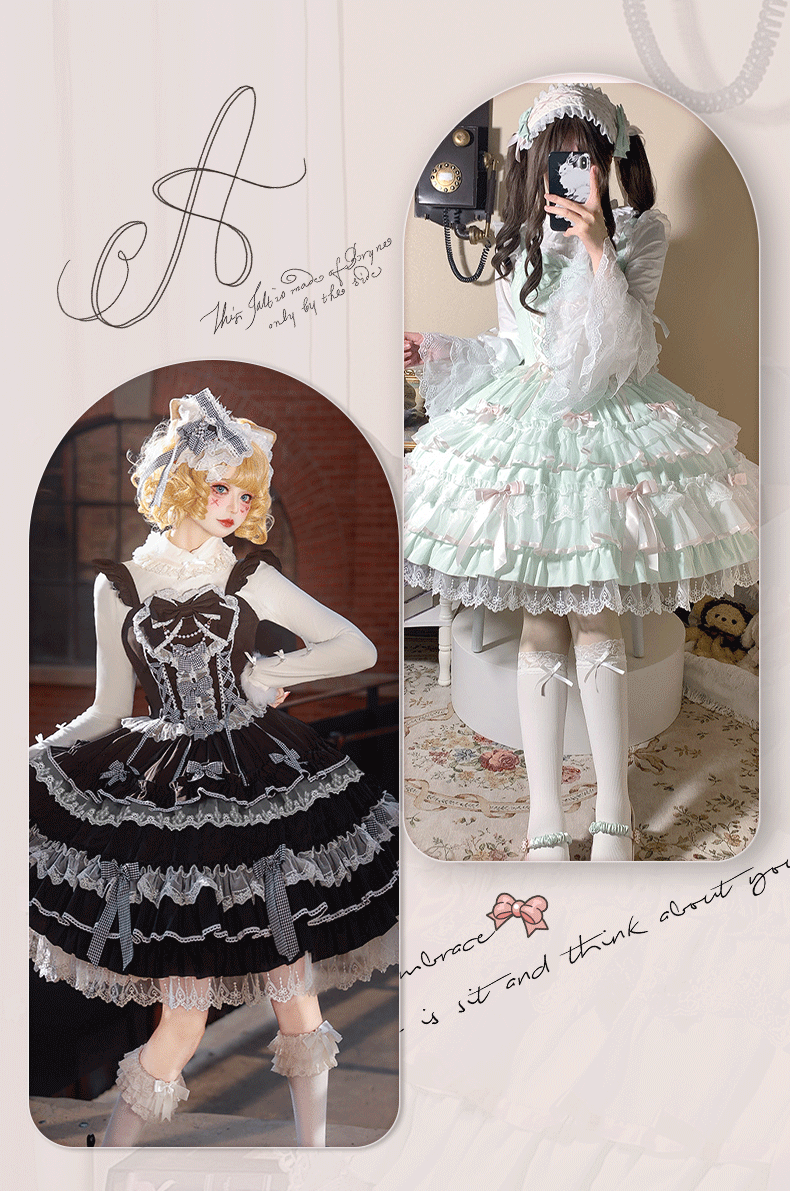ZhiJinYuan~Love Notebook~Old School Lolita JSK Vintage Doll Tiered Dress