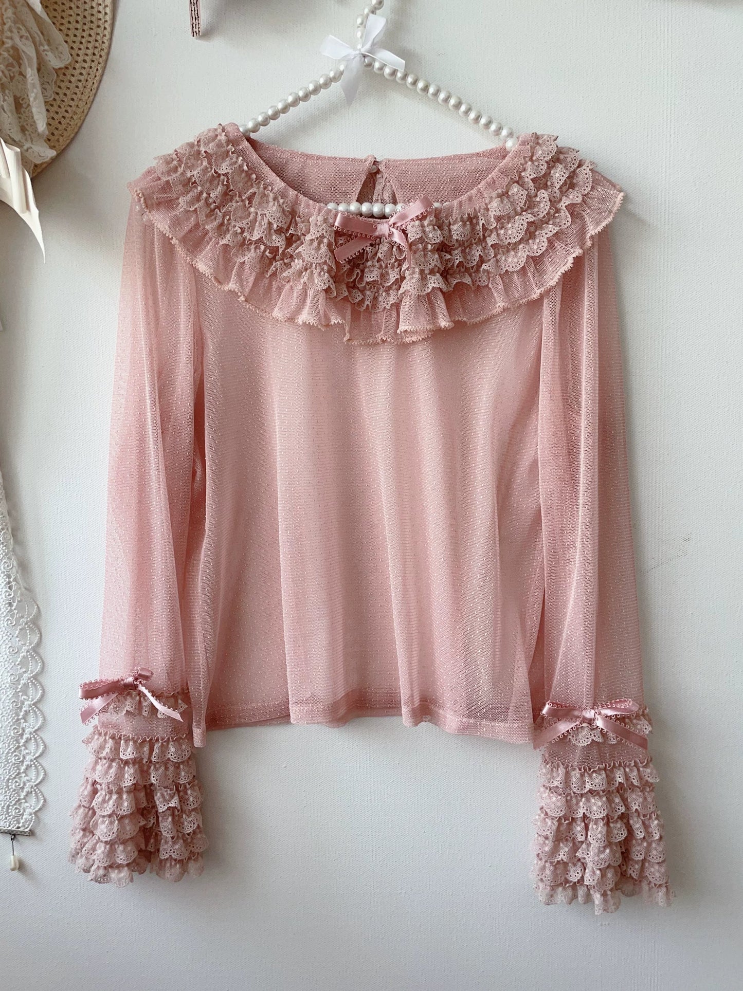 Sweet Dreamer~Antique Wall~Classic Lolita Blouse Polka Dots Tulle Shirt