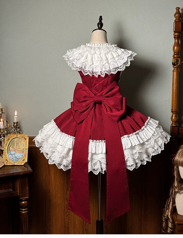 Alice Girl~Arrogant Miss~Sweet Lolita Jumper Dress with Tiered Lace Dress