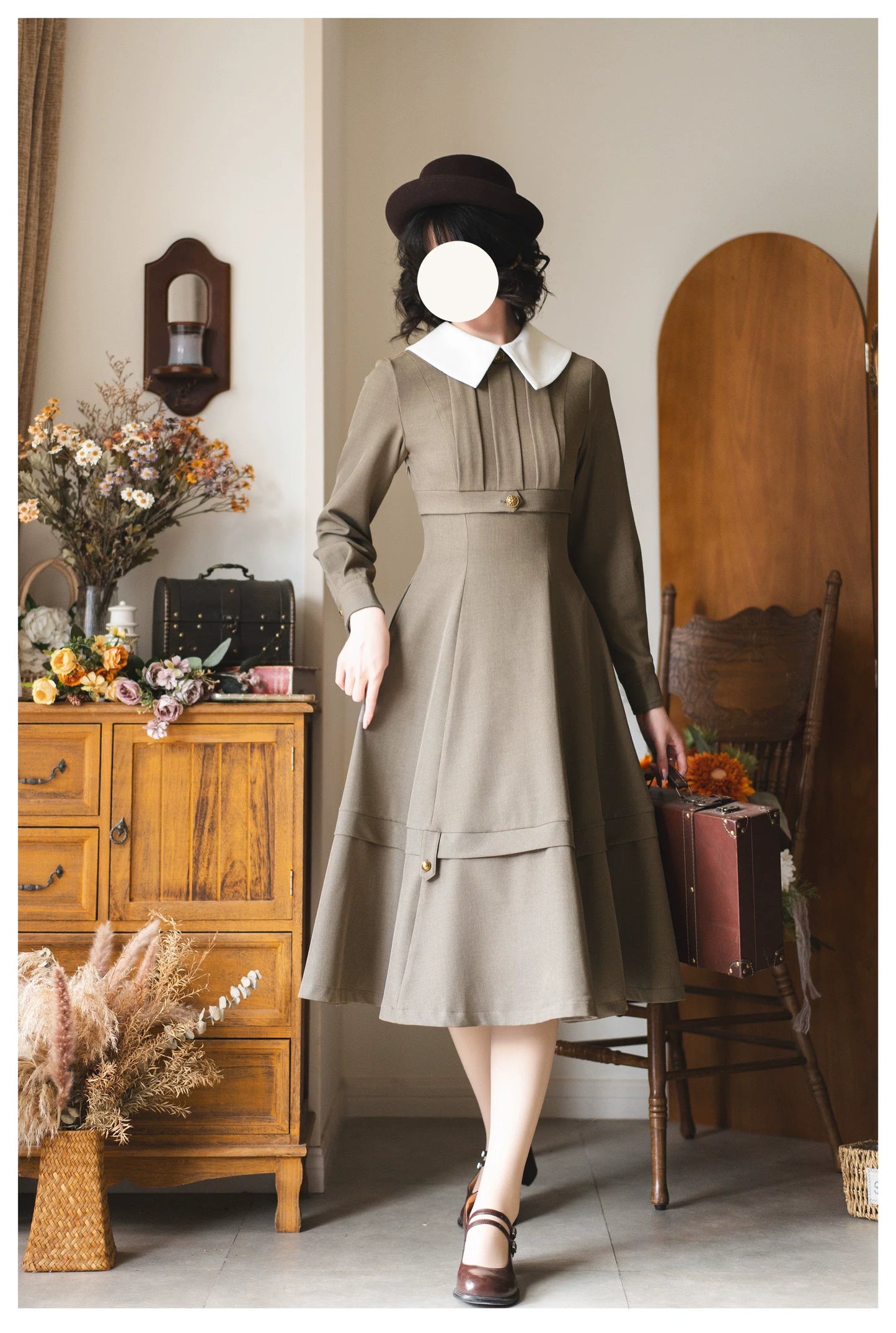 Forest Wardrobe~Forest Antique Box~Classic Lolita OP Dress with Detachable Short Cape