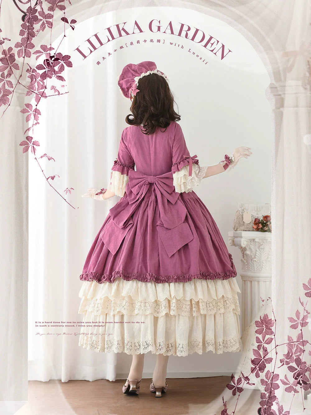 Miss Point~Lilyka Garden~Classic Lolita OP Dress Elegant Floral Wall Princess Sleeve