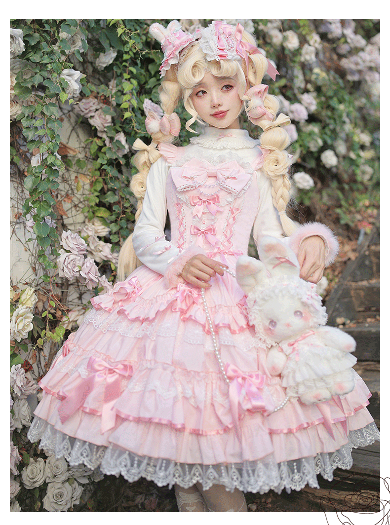ZhiJinYuan~Love Notebook~Old School Lolita JSK Vintage Doll Tiered Dress