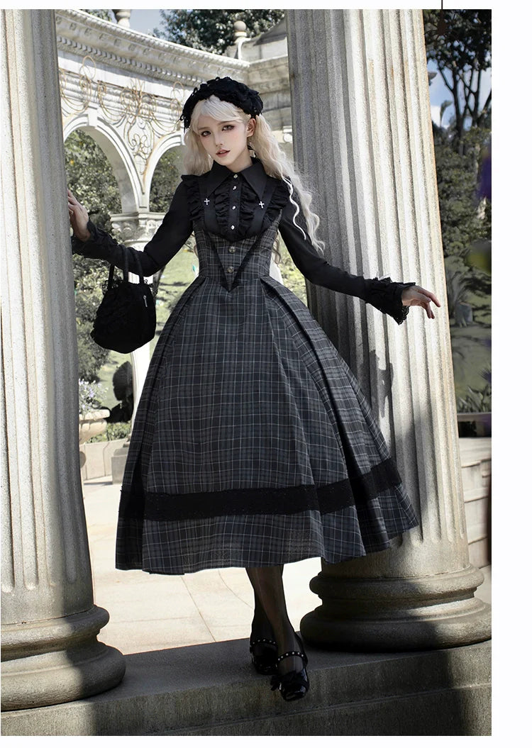 With PUJI~Ming Stationery~Gothic Lolita Bustier Dress and Shawl Set Lolita Blouse