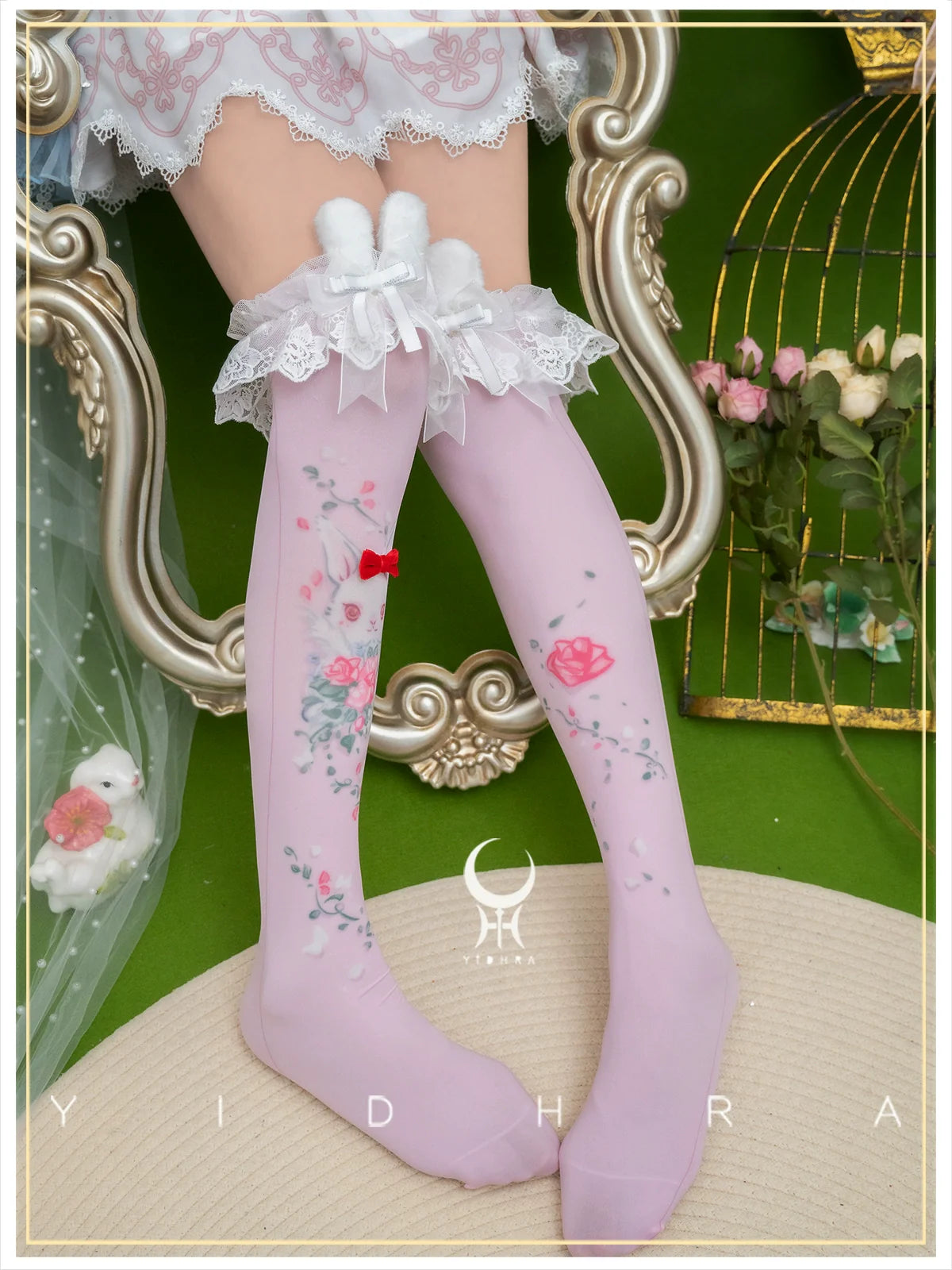 Yidhra~Animal Garden~Kawaii Lolita Calf Socks Cat Rabbit Print Stockings