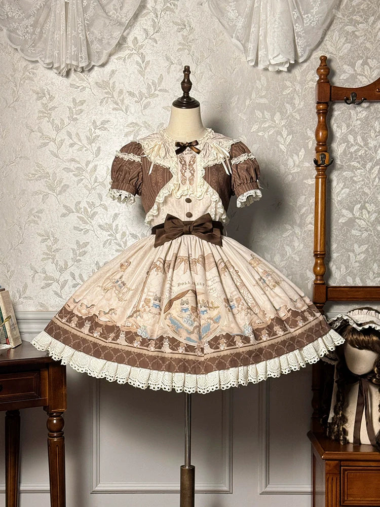 Alice Girl~Sea Salt Fairytale~Sweet Doll-like Lolita OP Animal Printed Lolita Dress