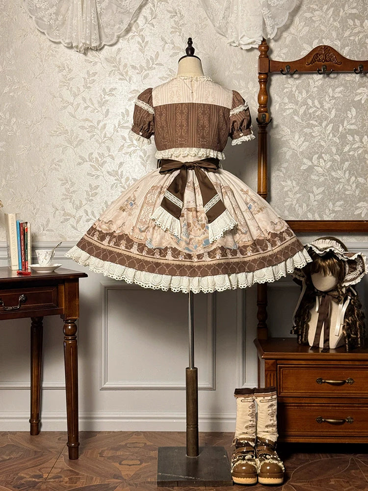 Alice Girl~Sea Salt Fairytale~Sweet Doll-like Lolita OP Animal Printed Lolita Dress