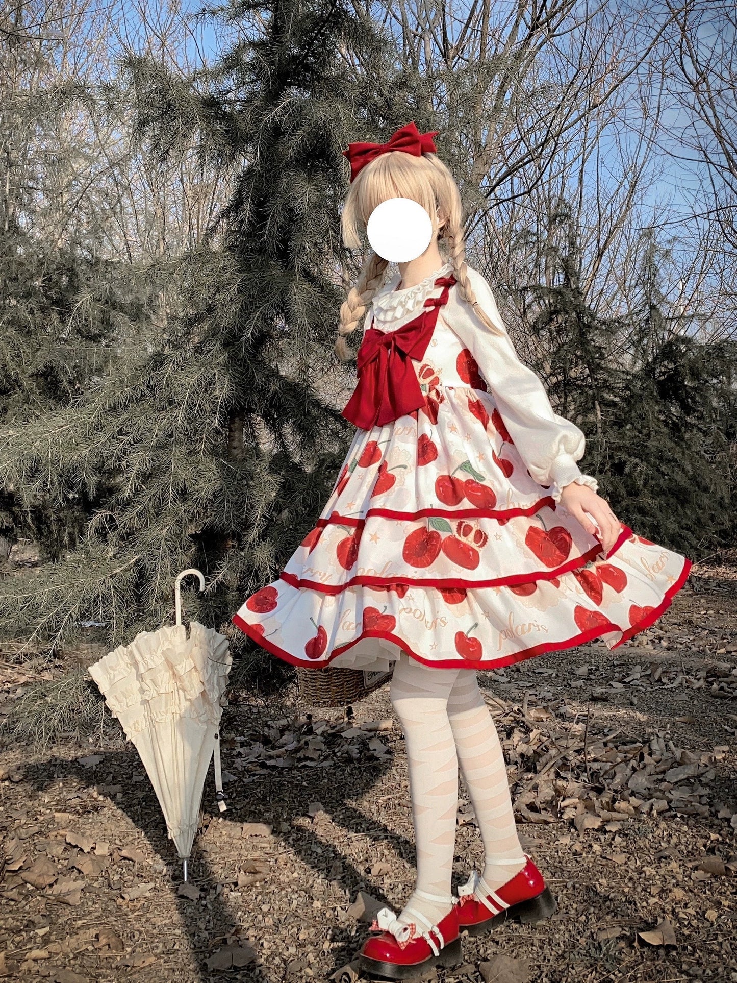 Polaris Lolita~Cherry Crown~Sweet Lolita JSK Three-tiered Dress