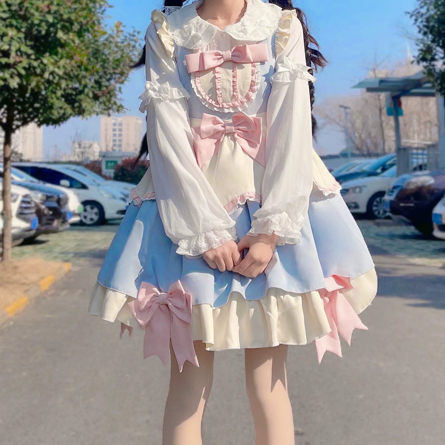 DMFS Lolita~Sweet Lolita Blouse Double-layered Puff Sleeves Lolita Shirt