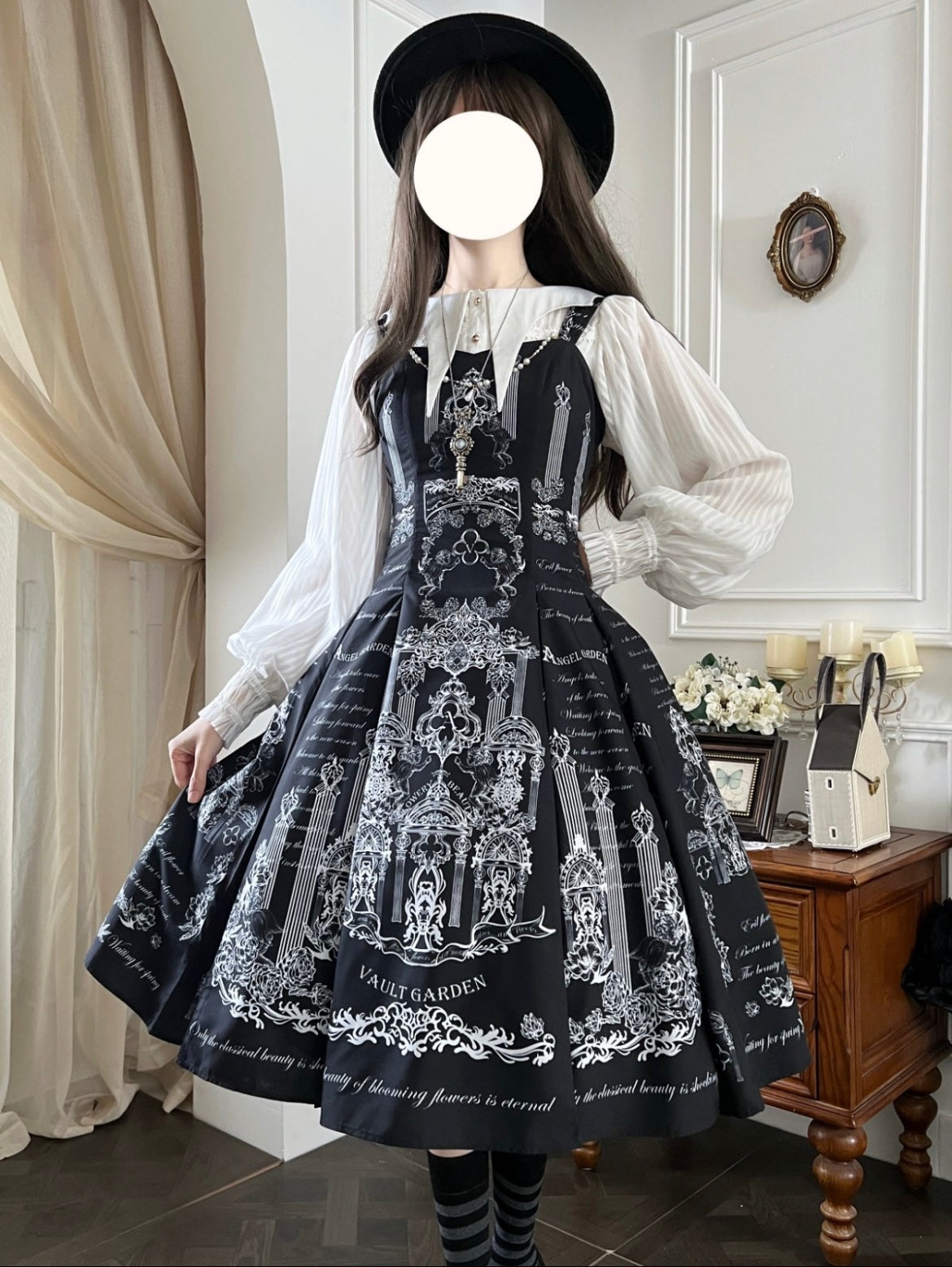 Vault Design~Angel Garden~Elegant Lolita JSK Six-panel Lolita Black Dress