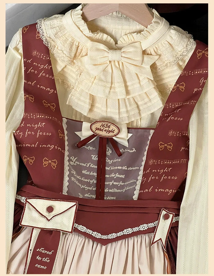 Alice Girl~Fox Band~Printed Sweet Lolita JSK Dress Square Neckline Daily Dress