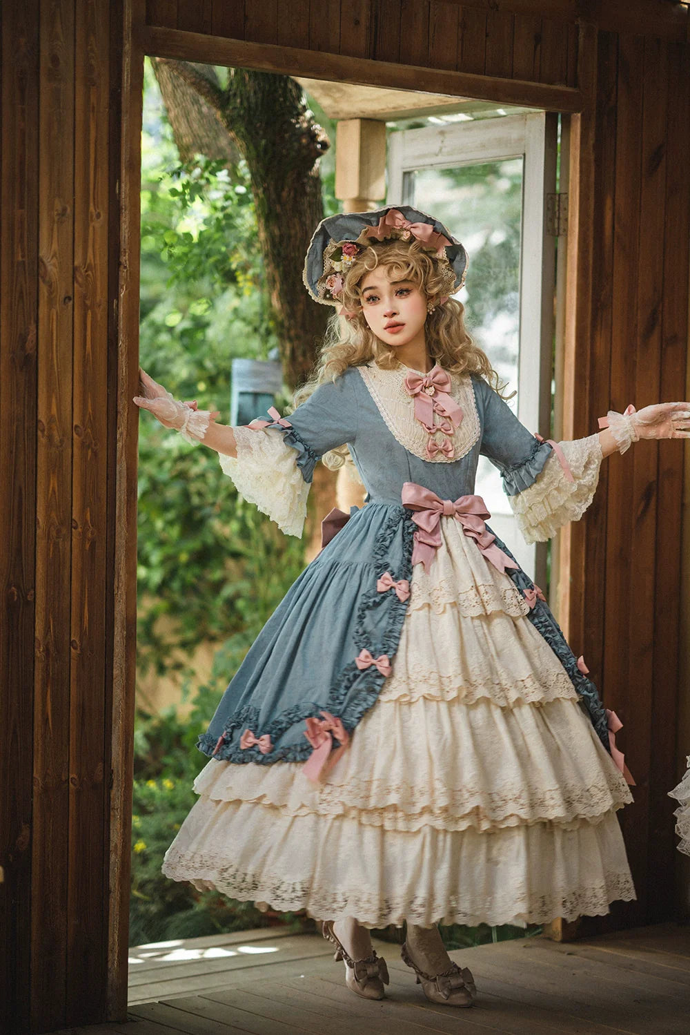 Miss Point~Lilyka Garden~Classic Lolita OP Dress Elegant Floral Wall Princess Sleeve