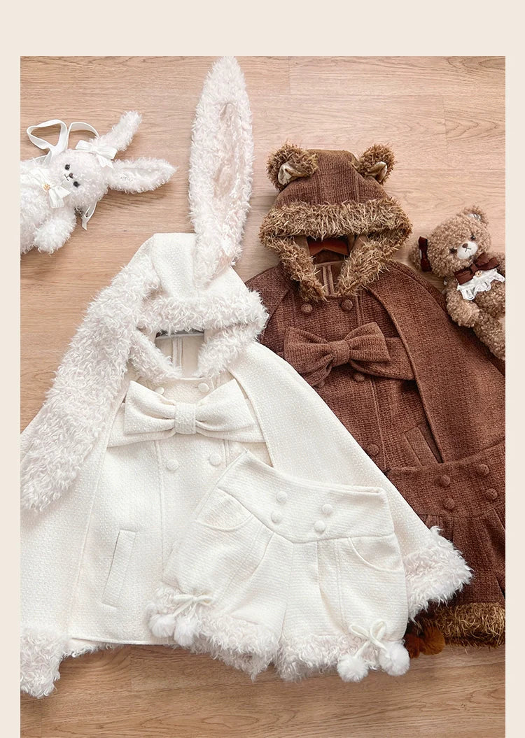 Tan Tuan~Rabbit & Bear~Winter Kawaii Lolita Cape and Shorts