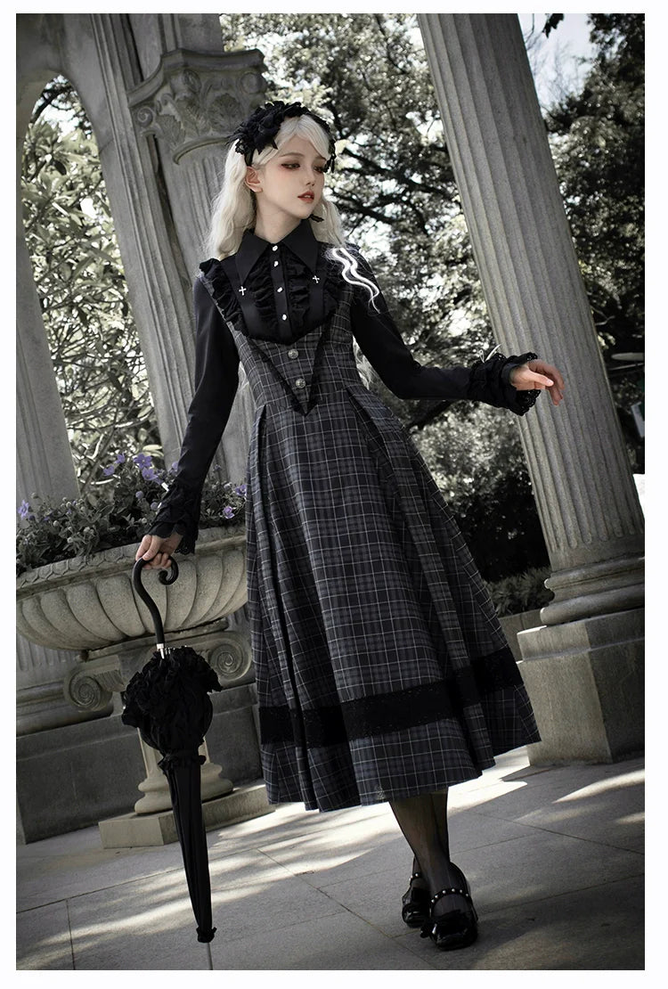 With PUJI~Ming Stationery~Gothic Lolita Bustier Dress and Shawl Set Lolita Blouse
