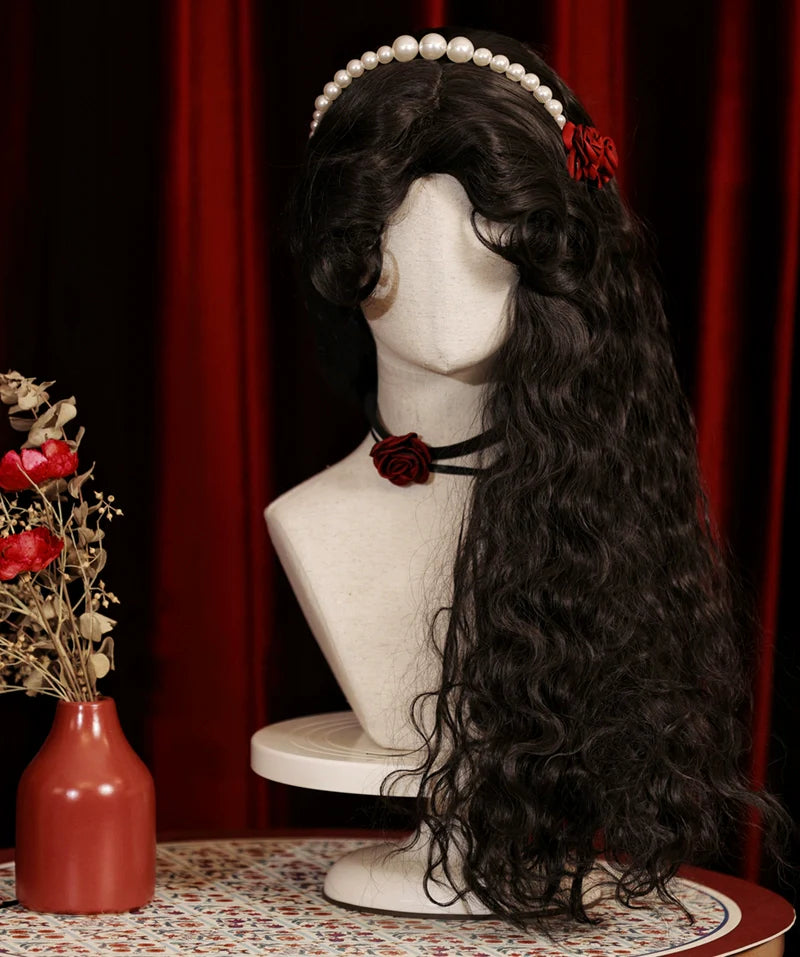 Mabuxi~Gypsy Rose~Black Retro Lolita Curly Wigs Fluffy Sheep Curl Wigs