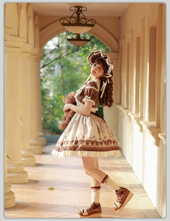 Alice Girl~Sea Salt Fairytale~Sweet Doll-like Lolita OP Animal Printed Lolita Dress