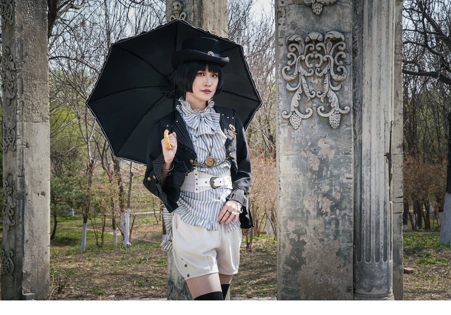 (BFM)Mr. Yi's Steam Continent~Gothic Lolita Cardigan Long Sleeve Black Short Jacket