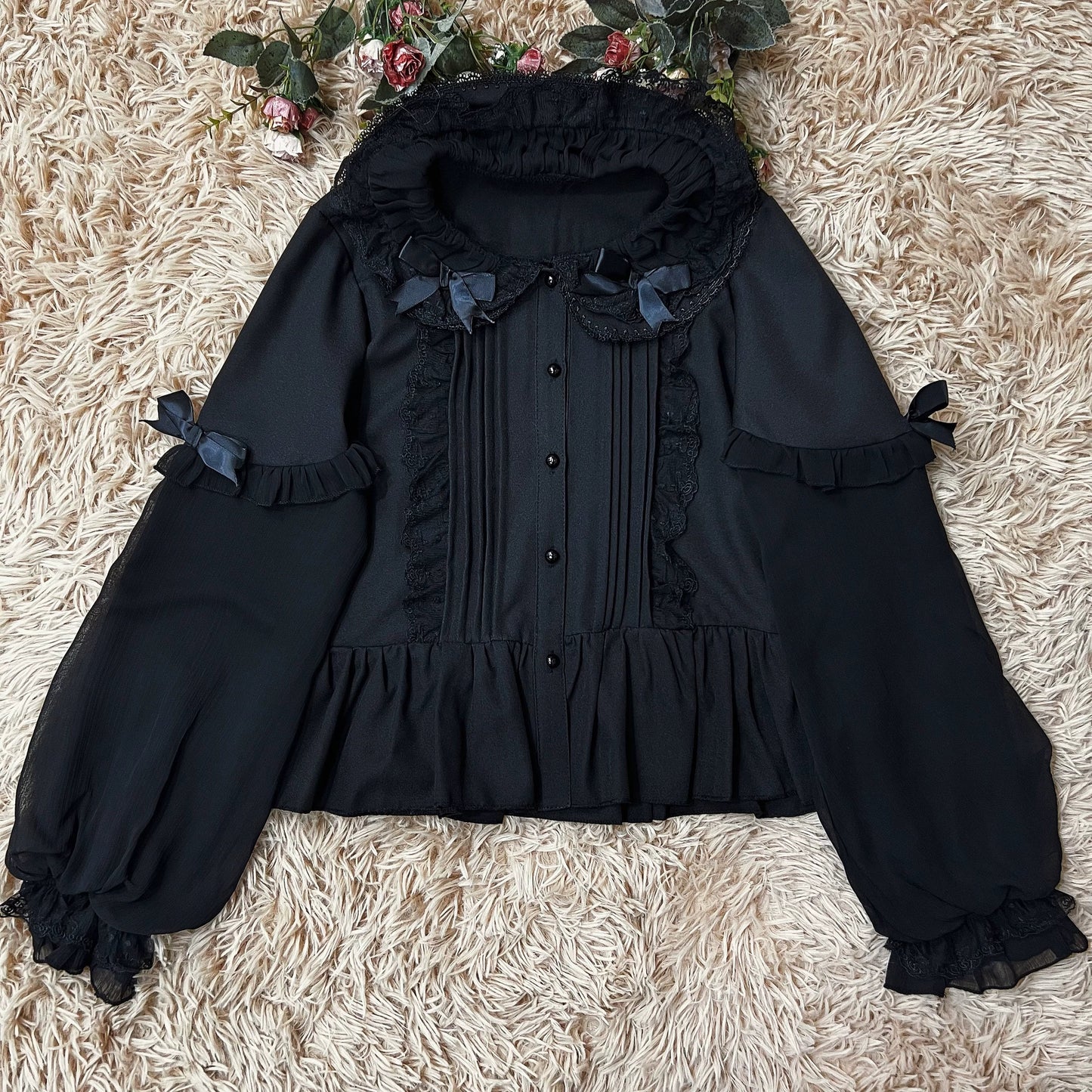 DMFS Lolita~Sweet Lolita Blouse Double-layered Puff Sleeves Lolita Shirt