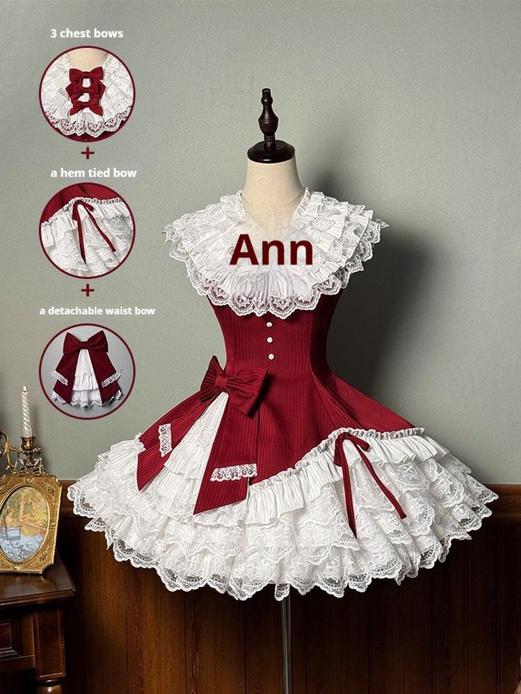 Alice Girl~Arrogant Miss~Sweet Lolita Jumper Dress with Tiered Lace Dress
