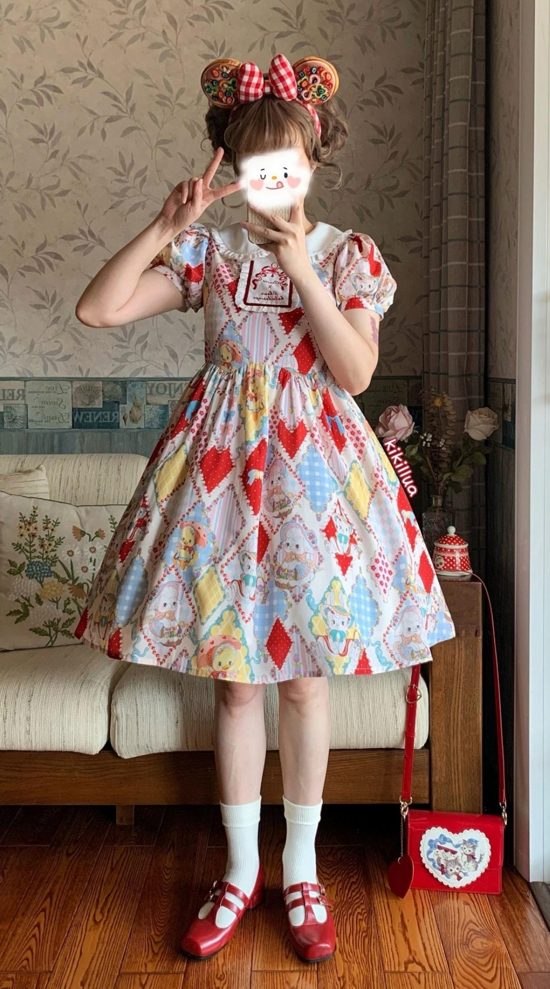 Southern Cross~Showa Kaleidoscope~Sweet Lolita OP SK and JSK with Rabbit Print