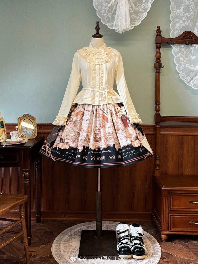 Alice Girl~Fox Band~Sweet Lolita Skirt Picture Book Style Dress