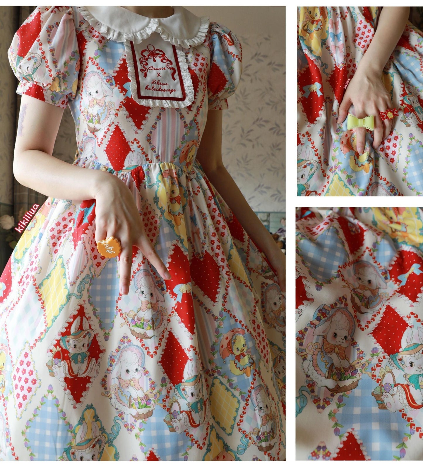Southern Cross~Showa Kaleidoscope~Sweet Lolita OP SK and JSK with Rabbit Print