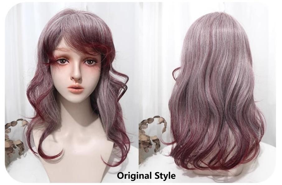 CastleToo~Moonlit Blooms~Gothic Lolita Wig Gradient Wine Red Texturizing Lolita Wig