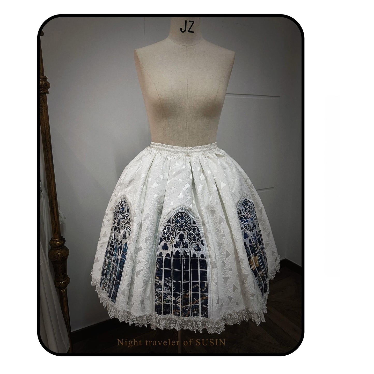 Susin Lolita~Night Traveler~Gothic Lolita Skirt Outfit Long Coat Shirt and Bustier Set