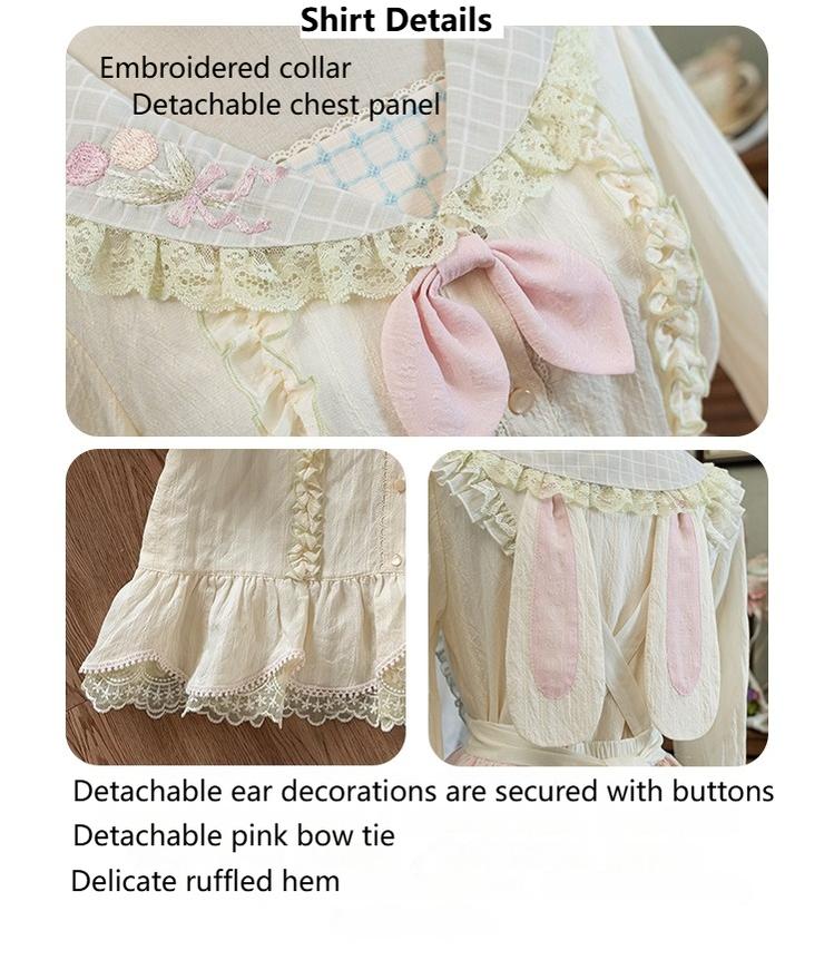 Mewroco~Country Patchwork~Sweet Lolita Dress Set Print OP SK Shirt and Camisole