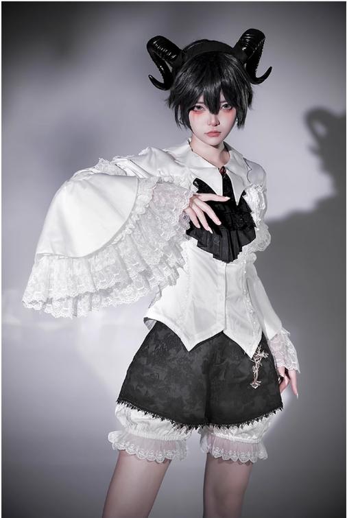 CastleToo~Crossbone~Ouji Lolita Shorts Suit Gothic Lolita Top and Blouse