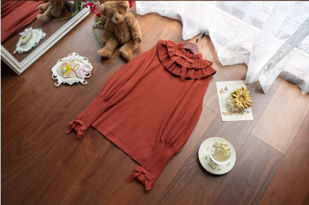 Miaoplus~Sweet Lolita Knit Sweater Long Sleeve Winter Lolita Top