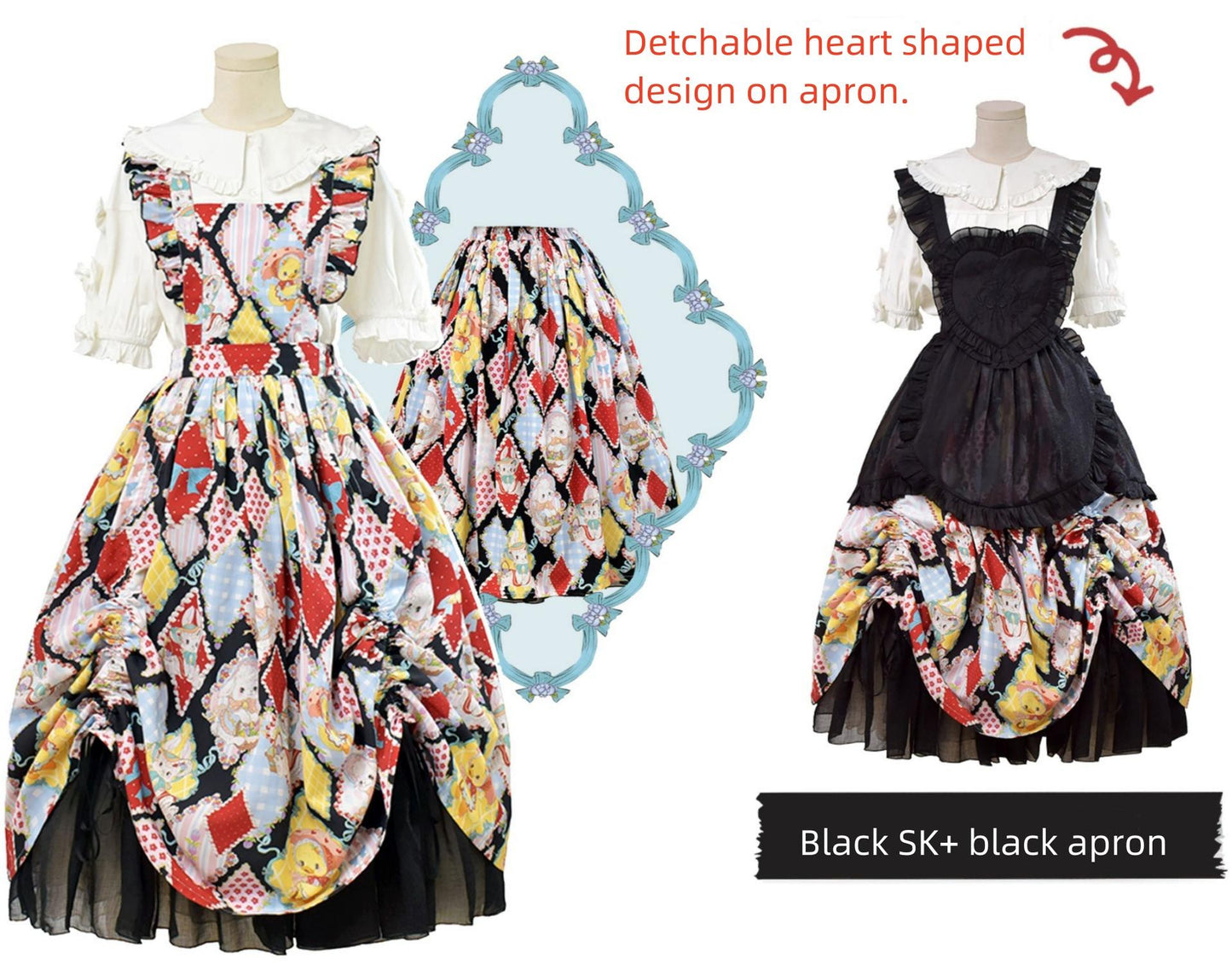 Southern Cross~Showa Kaleidoscope~Sweet Lolita OP SK and JSK with Rabbit Print