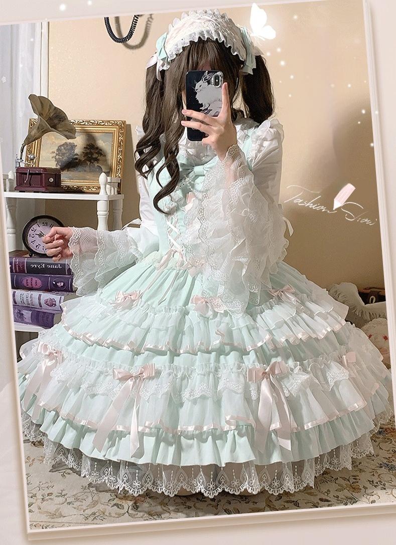 ZhiJinYuan~Love Notebook~Old School Lolita JSK Vintage Doll Tiered Dress