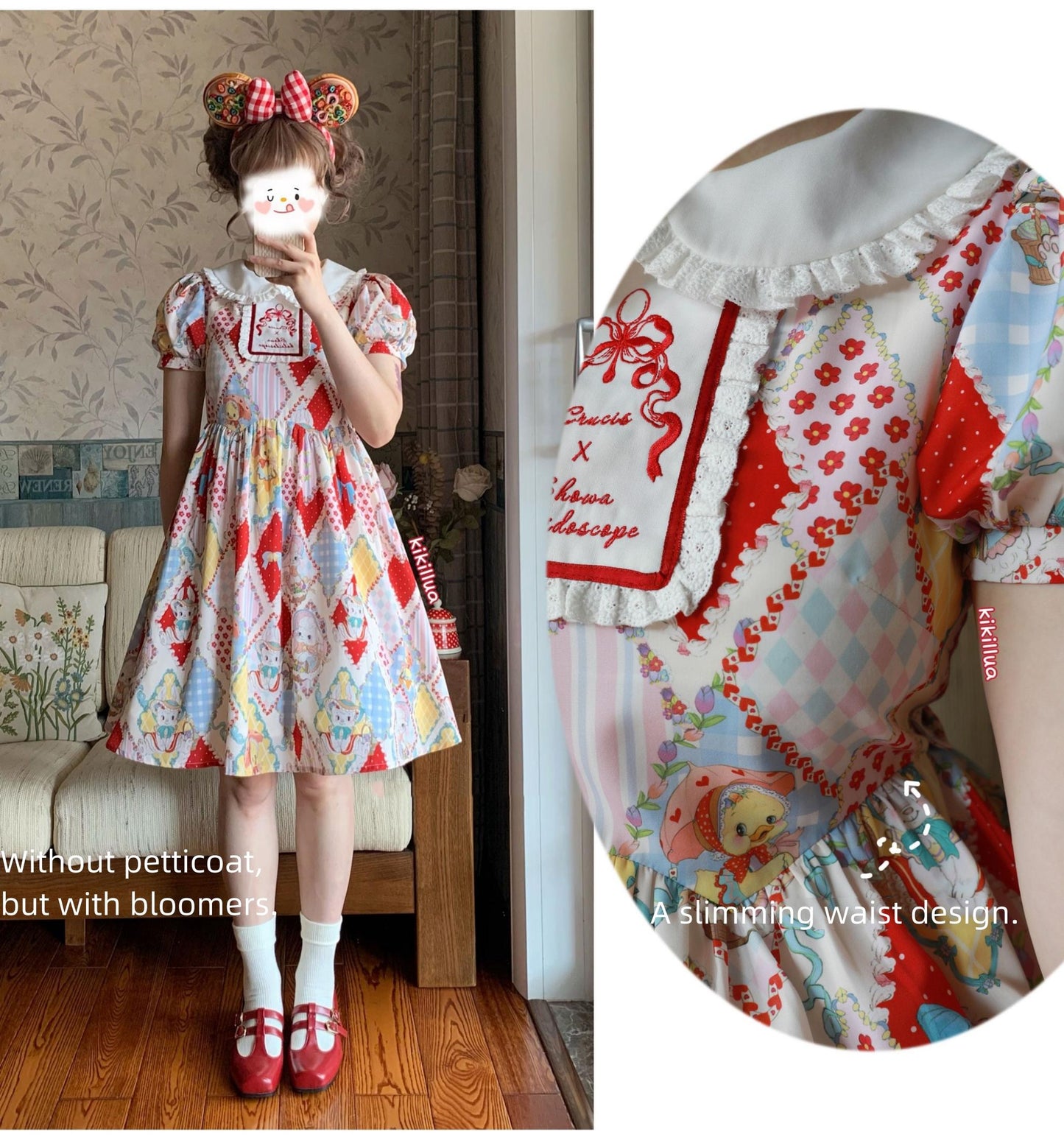 Southern Cross~Showa Kaleidoscope~Sweet Lolita OP SK and JSK with Rabbit Print
